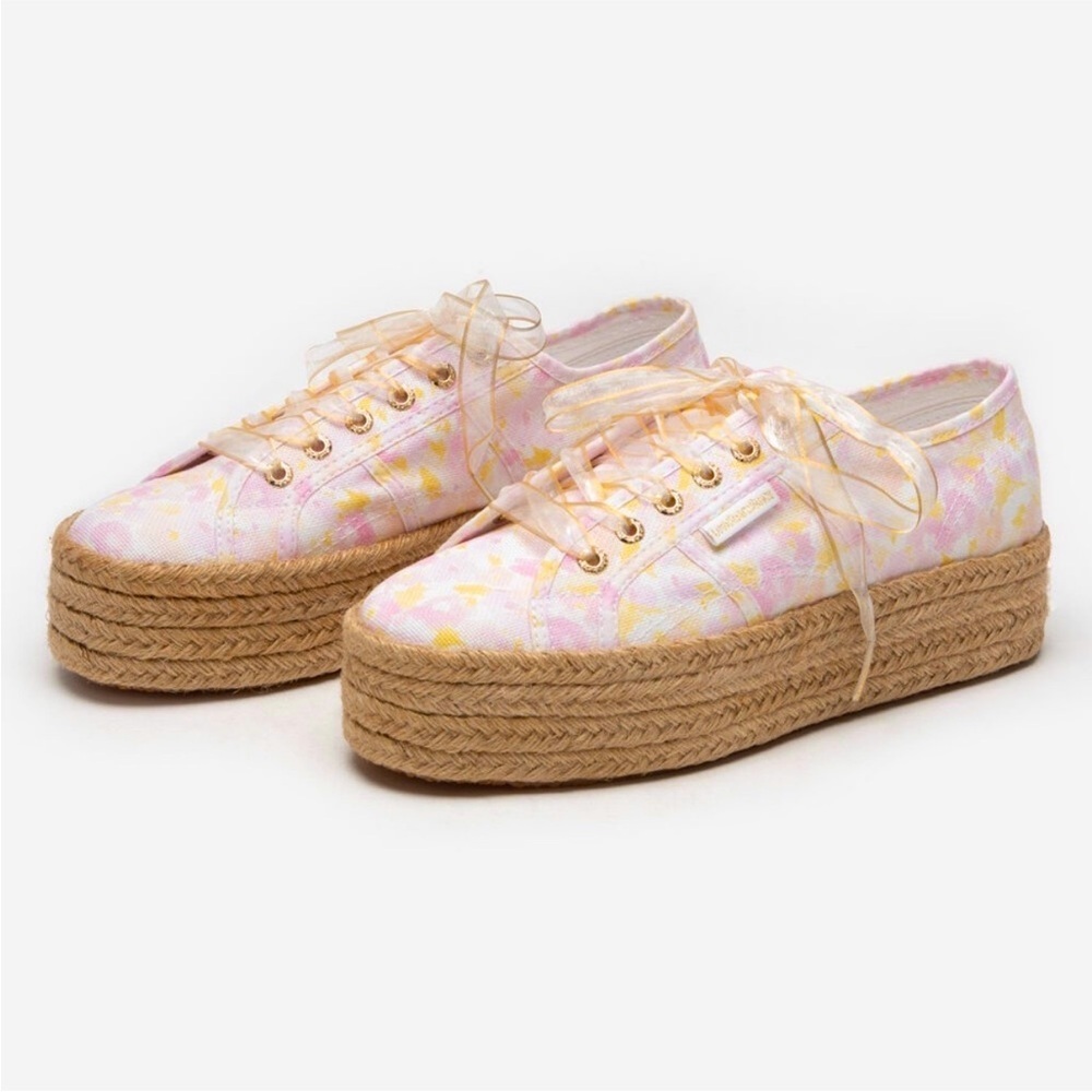 LoveShackFancy x Superga Perky Espadrille Platform Sneakers Sz 8